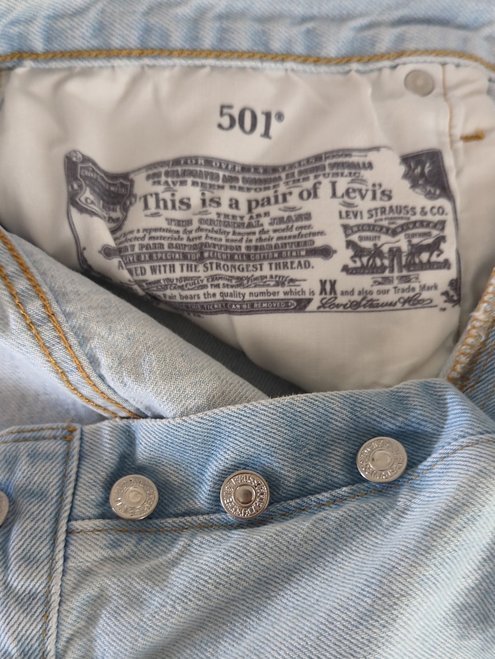 Levi’s 501 Button Fly Denim Cutoff Shorts Light Wash Size 30 - Picture 3 of 8